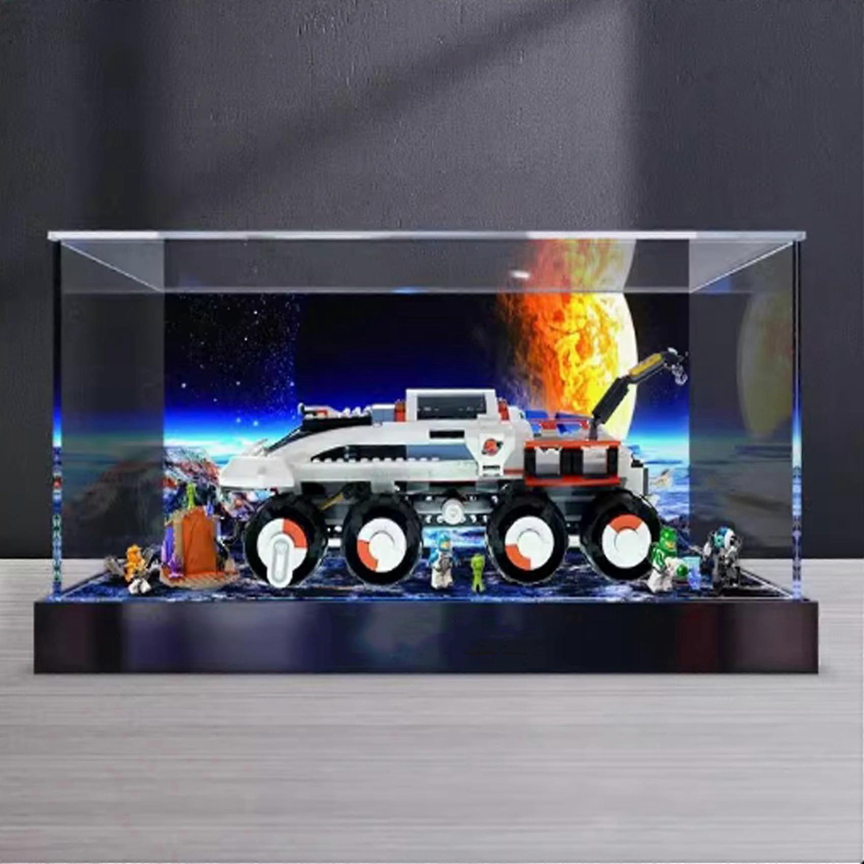 Acrylic Display Case for  60432 Space Crane, Clear Dustproof Box with Elevated Stand and Crystal Clear View