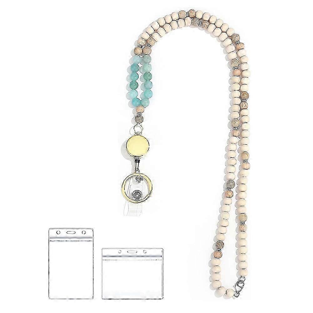 for Keys Retractable Lanyards for Id Badges Holder Amazonite