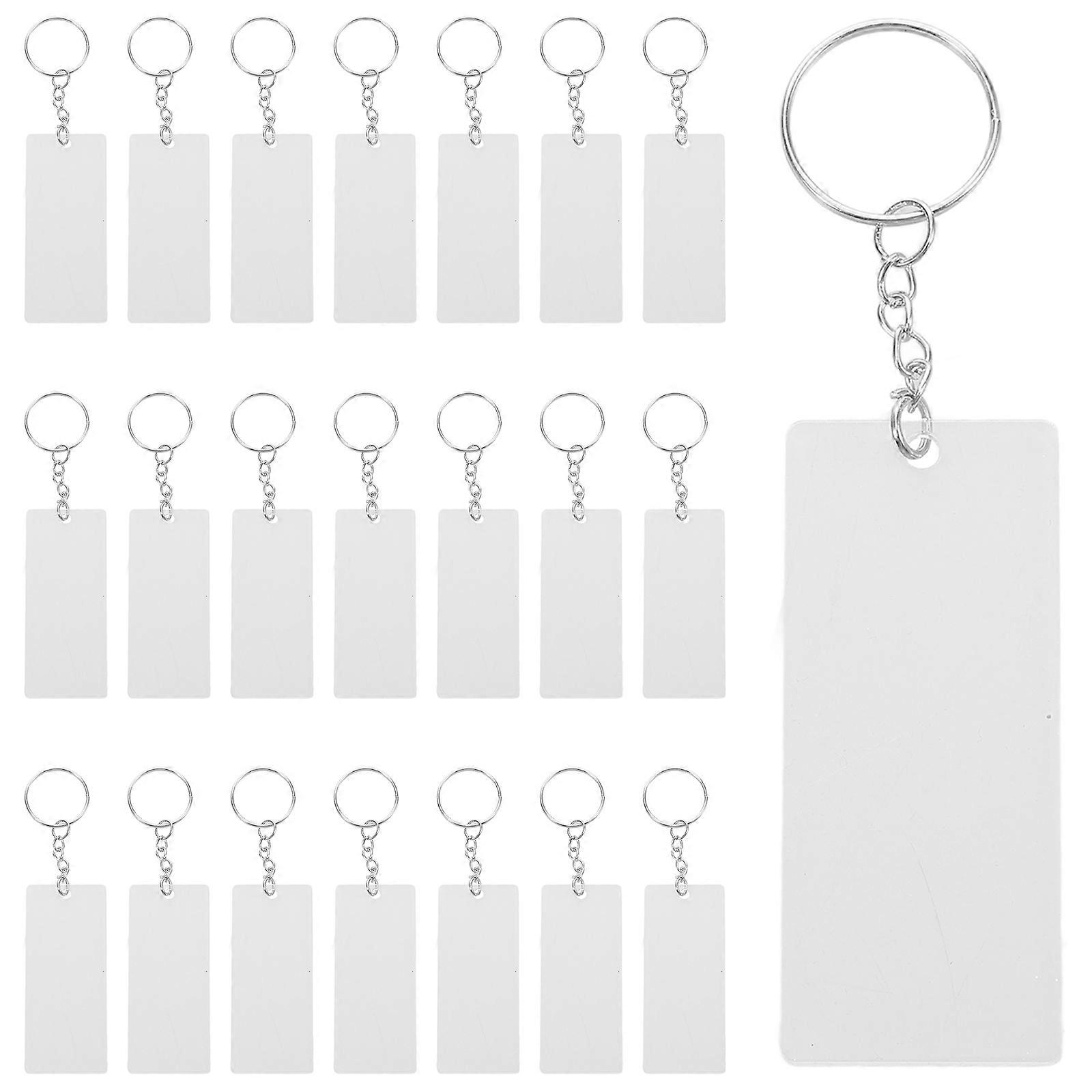 Acrylic Keychain Blanks Rectangular for Hanging 20Pcs Transparent Clear DIY Blanks