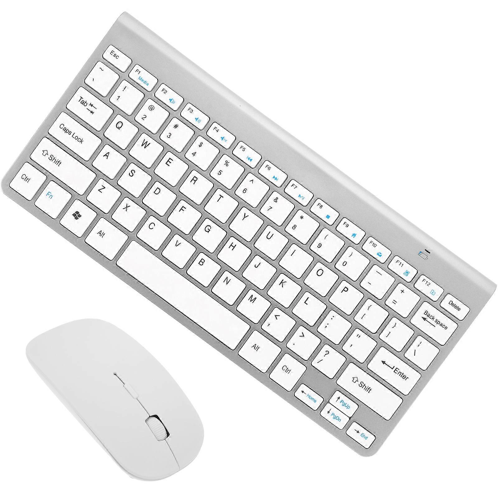 Multimedia Wireless Keyboard Mouse Combo for Computer Use 4Sets Silver Color