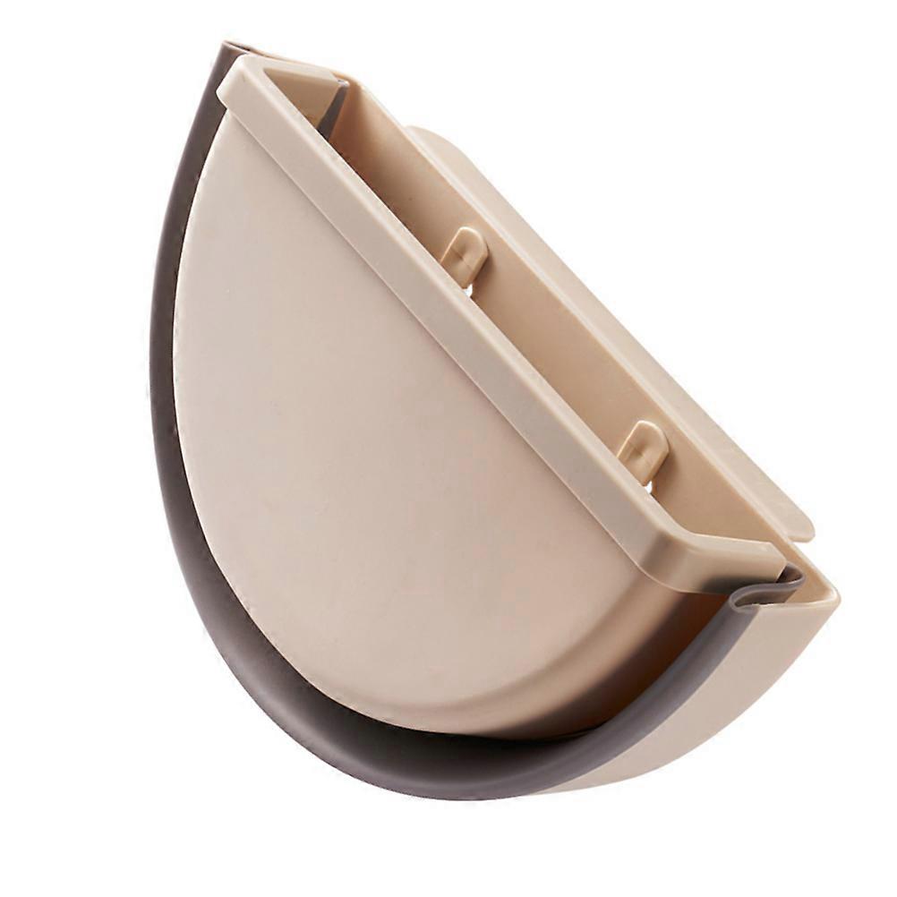Foldable Hanging Trash Container for Storage Use Beige Wall Mounted