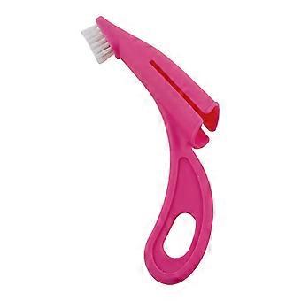 Dog Finger Toothbrush with Finger Cover Design, Reusable Pet Dental Care Brush for Dogs and Cats, Hot Pink