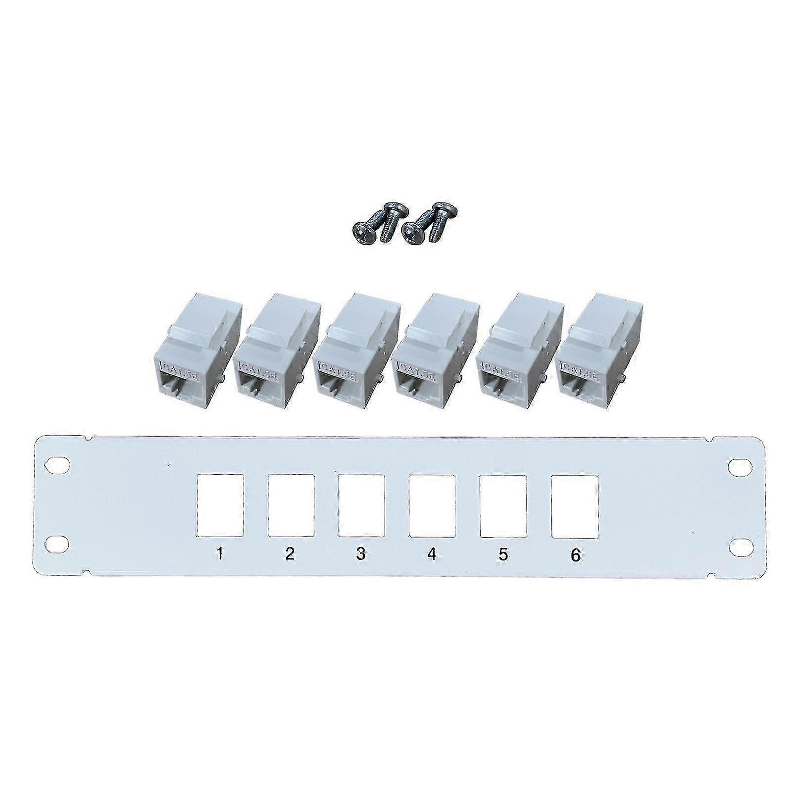 Ethernet Patch Panel - Cat5e 6 Port Rj45 Wall & Rack Mount Keystone Jack Module