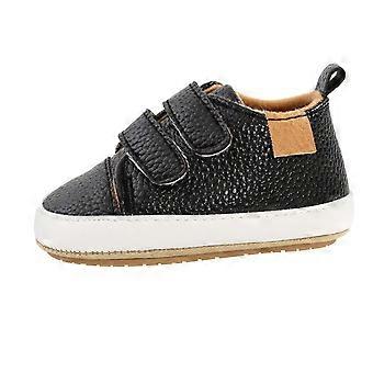 Babyschoenen voor jongens en meisjes, met een niet-zachte rubberen zool, hoge leren sneakers, eerste loopschoentjes, babyschoentjes voor in de wieg, babyloafers, platte schoenen, 12-18 maanden.