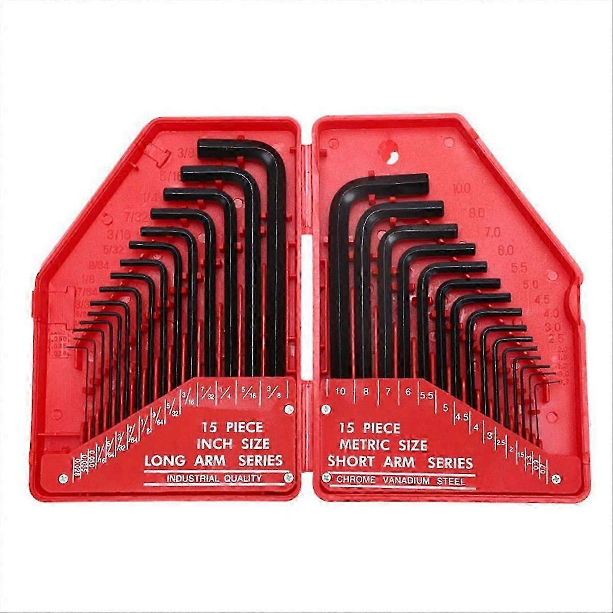 30Pcs Hexagonal Wrench Tool Set SAE & Metric Hex Wrenches
