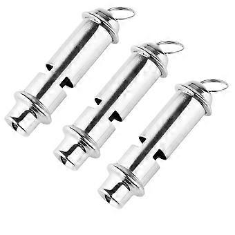 3pcs  Pitch Emergency Whistle Set, Durable Stainless Steel Survival Safety Whistles with Lanyard for Camping and Hiking
