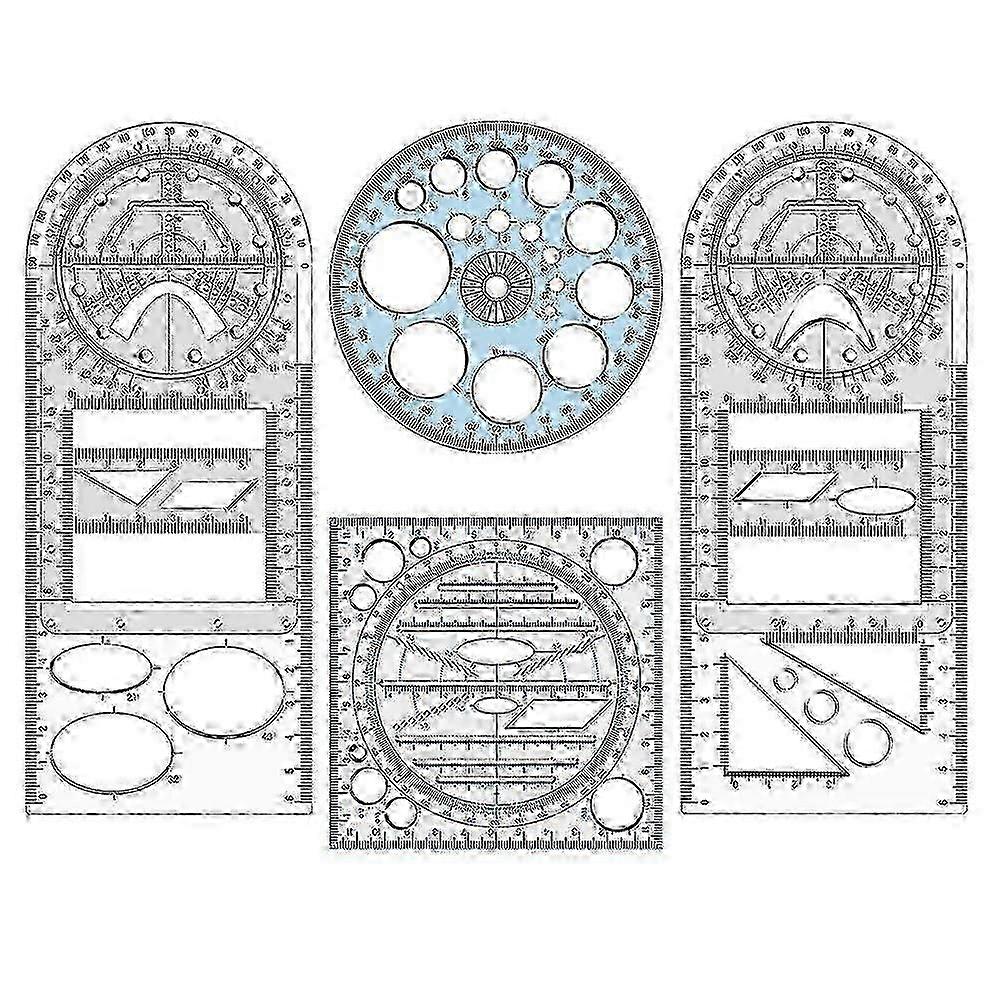 4Pcs Multifunctional Geometric Ruler Measuring Drawing Ruler Plastic Mathematics Tools compatible Student
