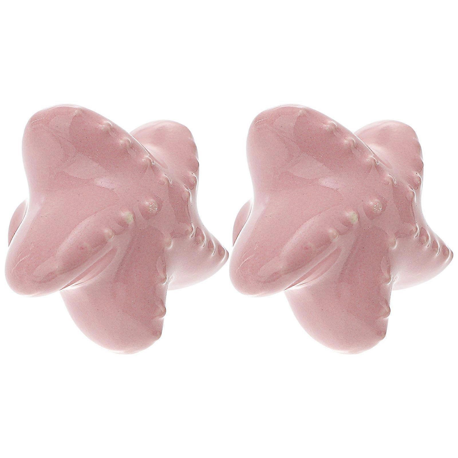 Creative Ceramic Handle Cabinet Hardware Wardrobe Pull Decorative Knobs for Cabinets Pink 4.30X4.30X3.20CM 2Pcs