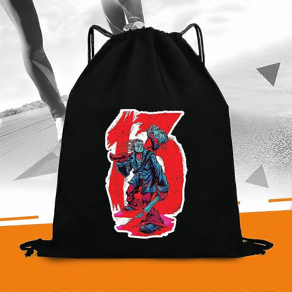 1pc Hockey Mask Axe Large Capacity Drawstring Backpack, Portable Outdoor Hiking & Sports Bag for Gym, Travel, Camping-Cqazw