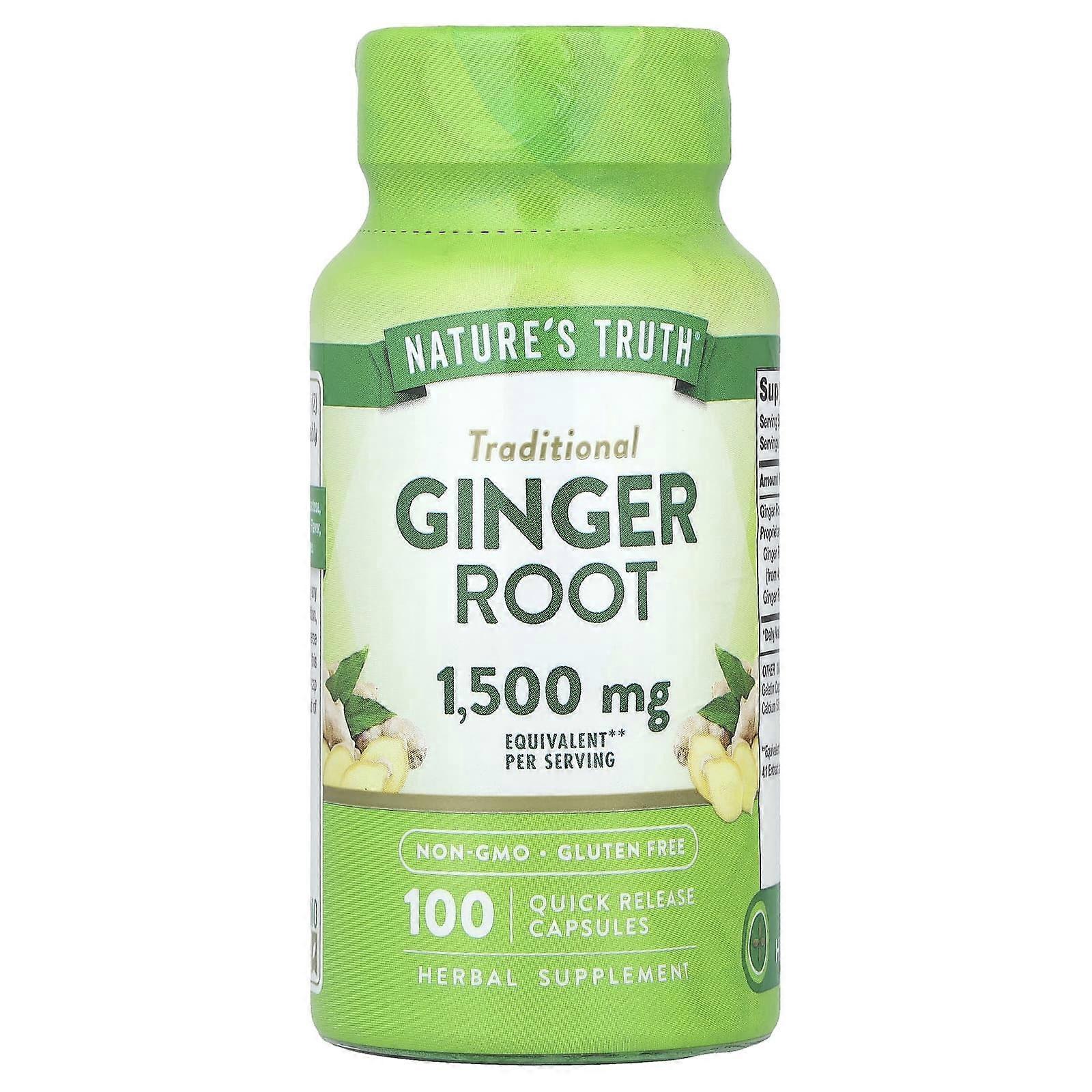 Nature's Truth, Ginger Root, 100 Quick Release Capsules (750 mg per Capsule), 2-Pack