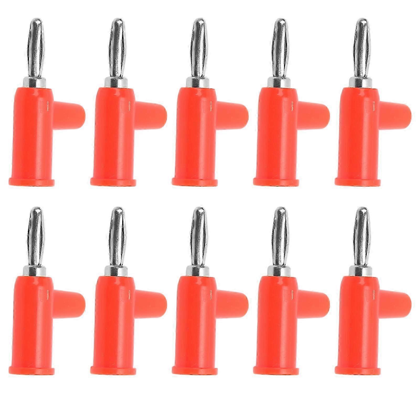 10pcs Stackable Banana Plug 4mm/0.2in Solderless Brass Standard Size Stackable Banana Connector compatible withSecurity AccessoriesRed