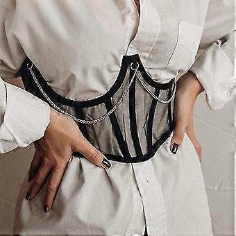 Sexy Corset Underbust Women Gothic Corset Top Curve Shaper Strap Slimming Waist Belt Chain Lace Corsets Bustiers Sexy Punk