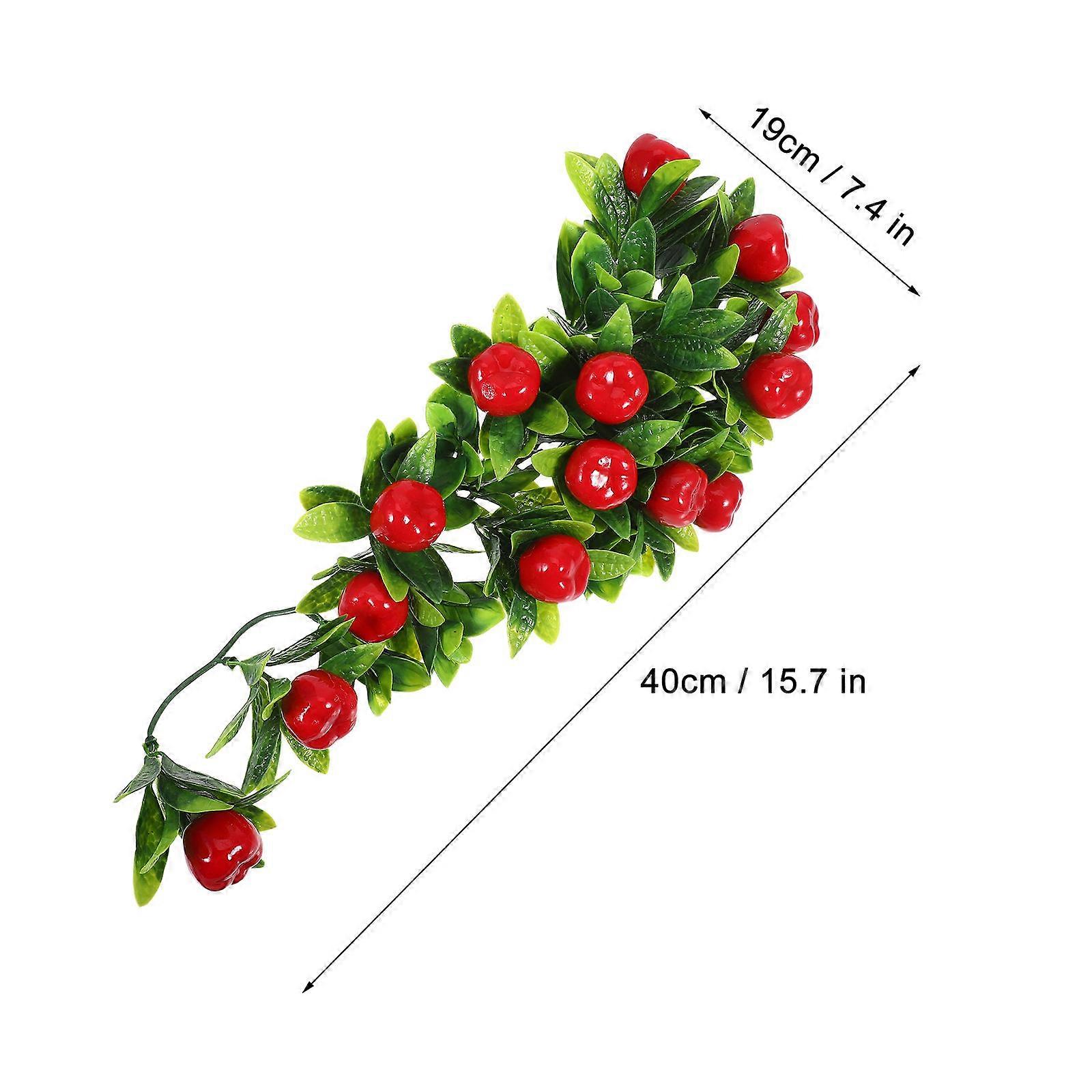 2Pcs Artificial Hanging Fruit String Wall Simulation Green Leaf Fruit Vine
