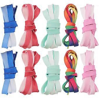 5 par stretchiga skosnören Skosnören Snören Elastiska skosnören Rainbow Gradient Skosnören Platta vita skosnören