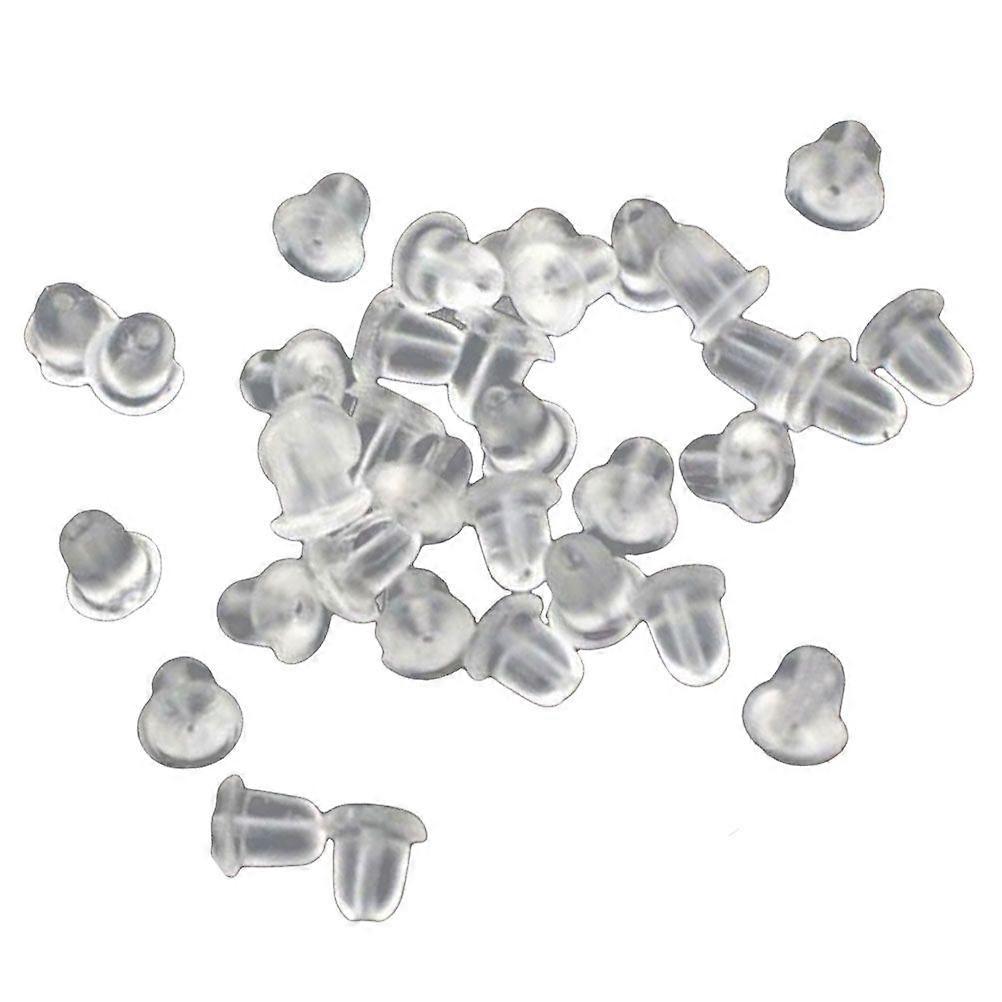 200pcs Plastic Clear Earring Backs Backings (White)