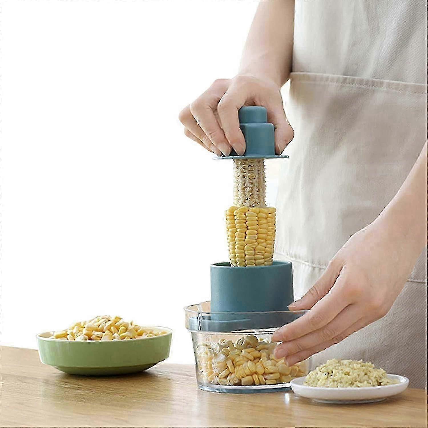 Stainless Steel Corn Kernel Peeler, Multi-Function Corn Thresher with Measuring Cup and Stackable Design, 1 Piece