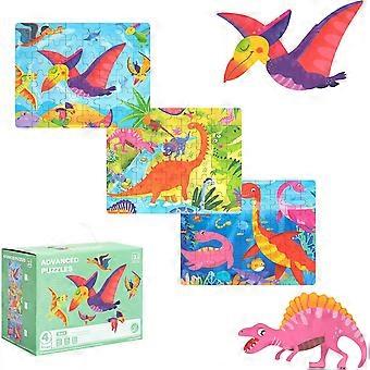 Träpussel med dinosaurier för barn i åldrarna 3-5, pedagogiska dinosauriepussel för förskola för pojkar och flickor, golvpussel för småbarn (3-pack 165)