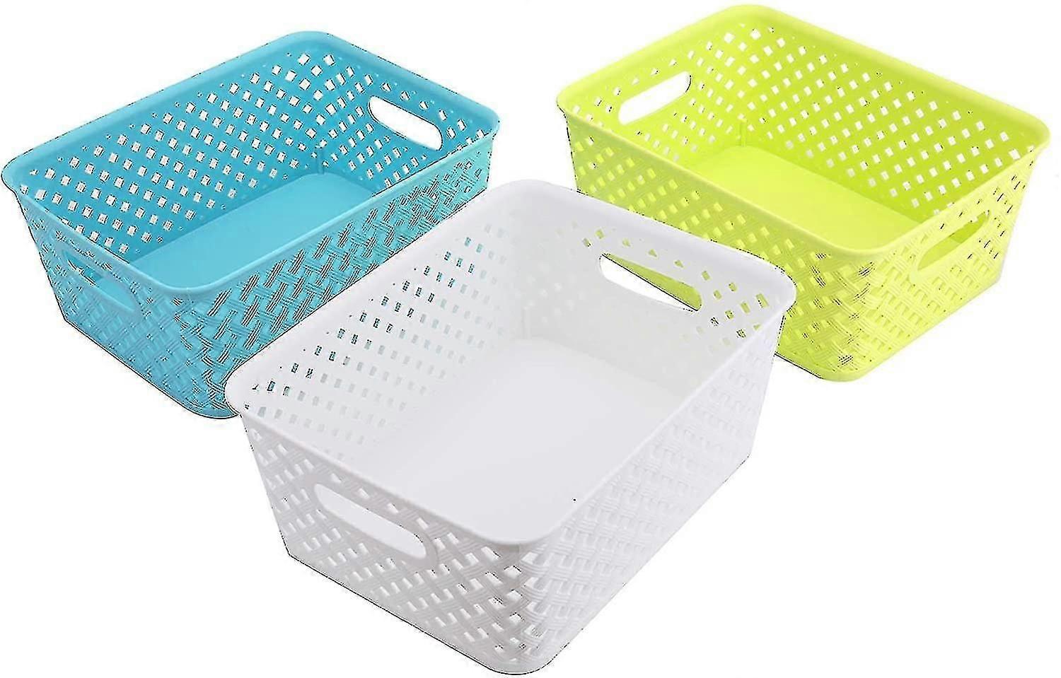 3 Cesta de armazenamento de plástico de embalagem, cesta de tecido, 9,75 X 7,5 X 4 polegadas