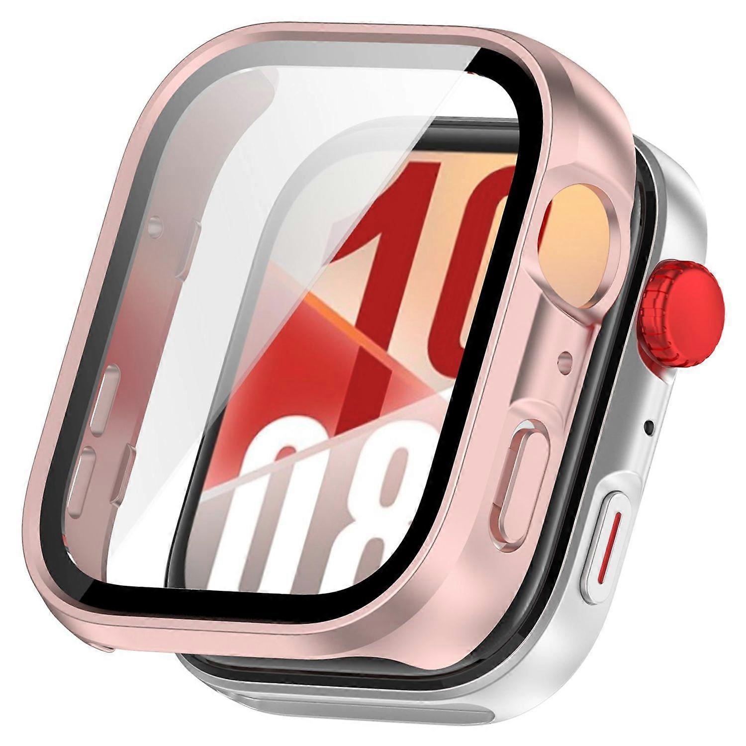 For Huawei Watch Fit 4 Plastic Watch Case + Tempered 9H Hard Glass Pink