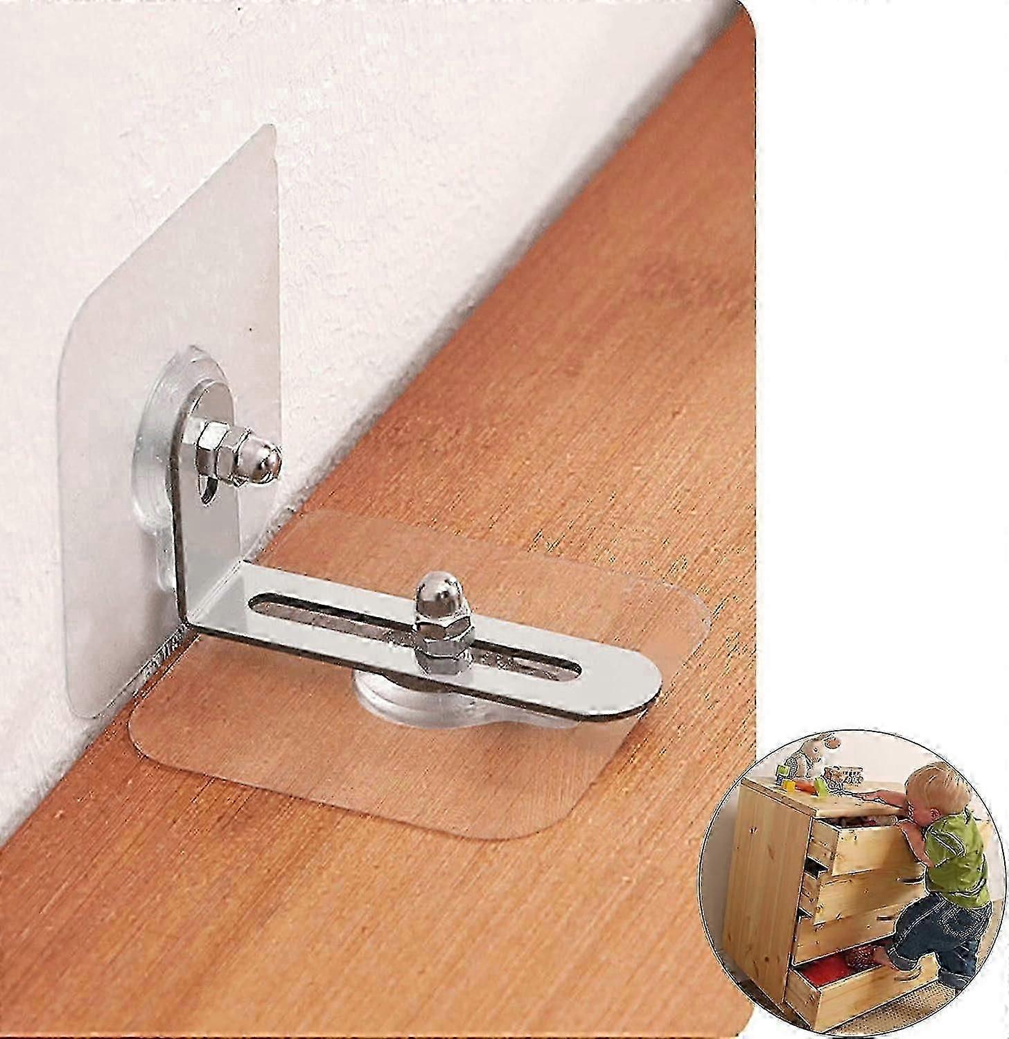 ZWS - Ancrages muraux adhésifs pour meubles, fixation sécurisée pour bébé, sangles anti-basculement, crochets à vis pour une fixation murale sécurisée des meubles (12 paires)