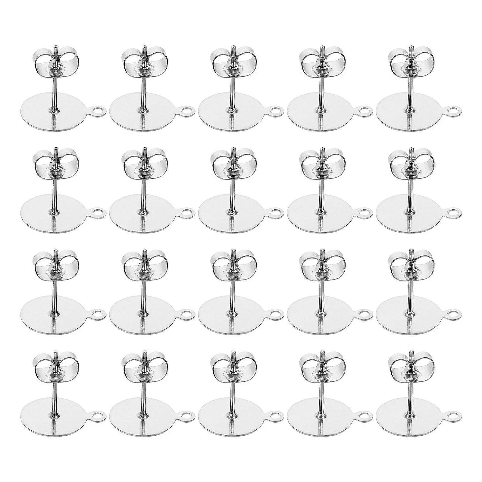Silver Ear Studs Accessories Flat Round Stud Earring Posts for 100Pcs