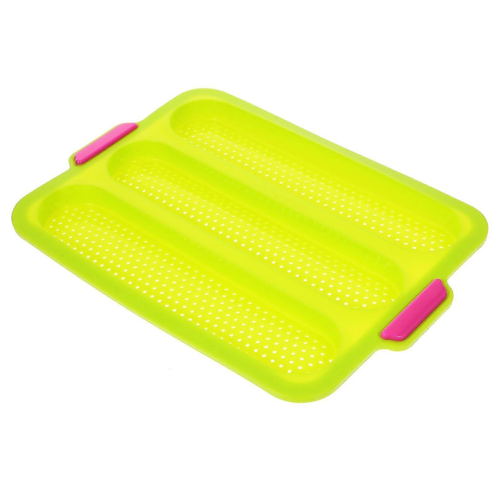 Kitchen Baking Tool Silicone Bread Pans for Baking Use 3 Slots Green
