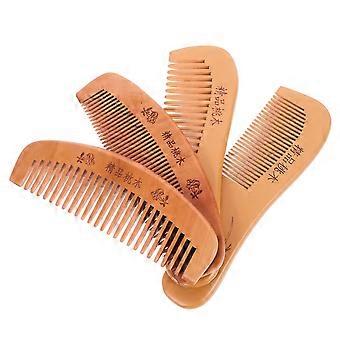 Set van 4 perzikkleurige houten kammen voor antistatische haarverzorging, inclusief massagekammen voor in de zak.