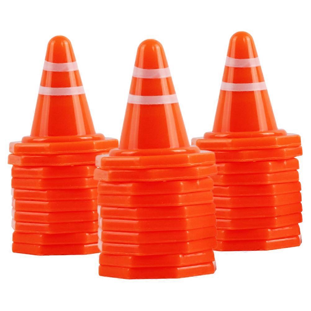 50pcs Mini Traffic Cones Tiny Simulation Safety Roadblocks Simulation Traffic Sign Models