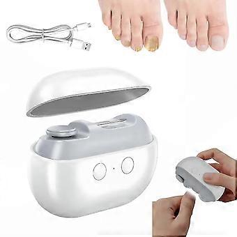 Geräuscharmer elektrischer Nagelknipser für Senioren, 2-in-1 wiederaufladbarer Nageltrimmer mit LED-Licht, Weiß