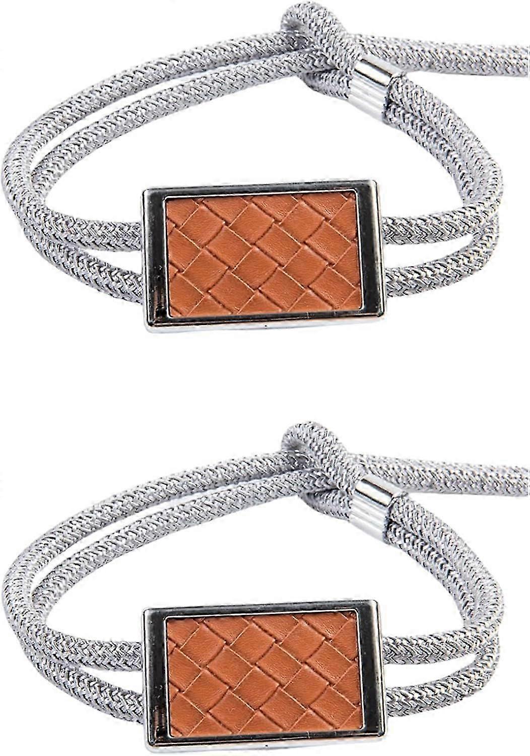 2 Square Pattern Leather Curtain Tiebacks Adjustable Storage Straps with Sliding Function - Red Iron Oxide