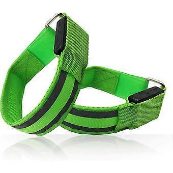 2-Pack Armbands for Running Cycling Workouts Glow in the Dark Night Running Gear Safety Reflective Sports Activity Wristband USB Charging Cable
