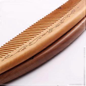 Handgefertigter Haarkamm aus natürlichem Sandelholz, 16 cm, mit ergonomischem, gewelltem Griff und antistatischem Design