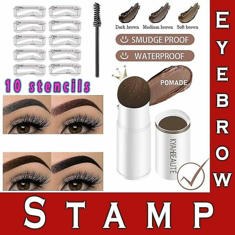 Eyebrow Shaping Kit Waterproof One Step Perfect Brow Stamp Stencils Makeup Set