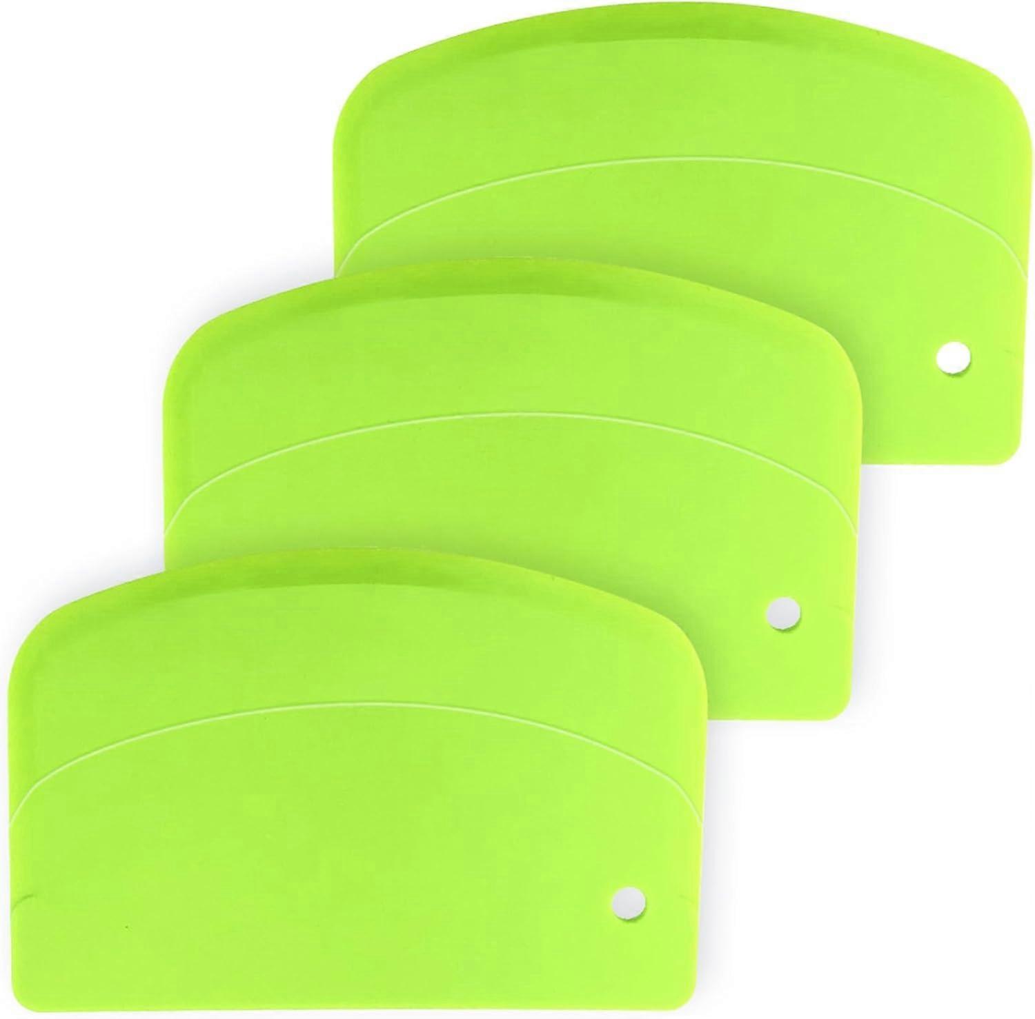 3PCS Dough Scraper Set, Bench Scraper for Baking with Flexible Edge