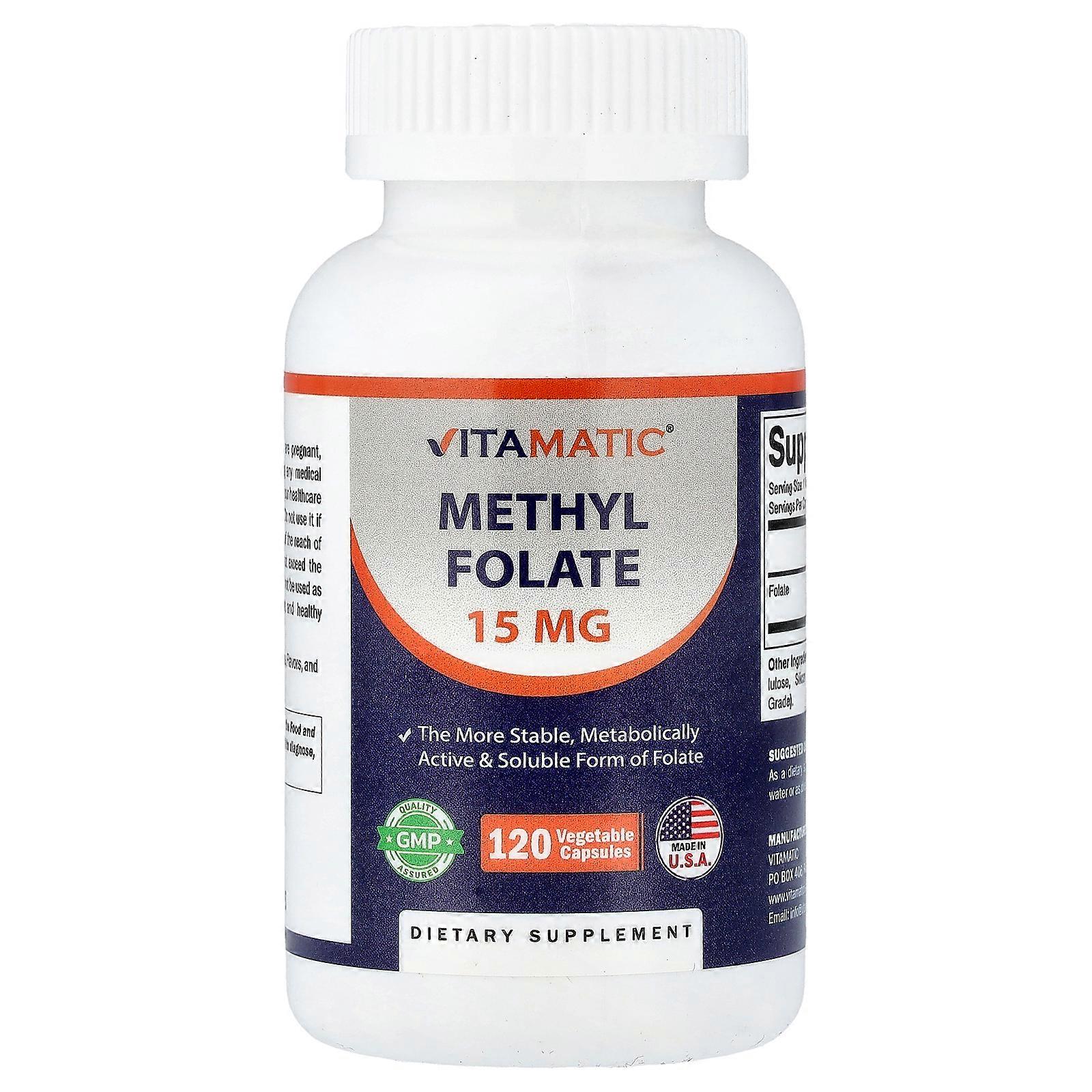 Vitamatic, Methyl Folate, 15 mg, 120 Vegetable Capsules