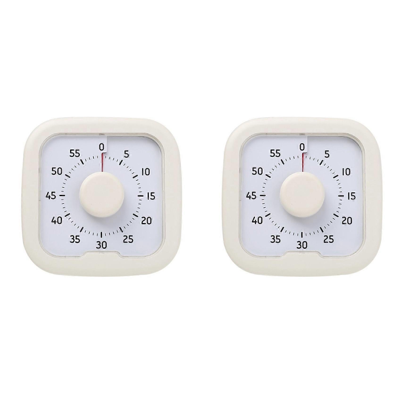 2X Silent Visual Timer 60-Minute Stopwatch Alarm Clock Countdown Timer with Stand Visualization Timer White