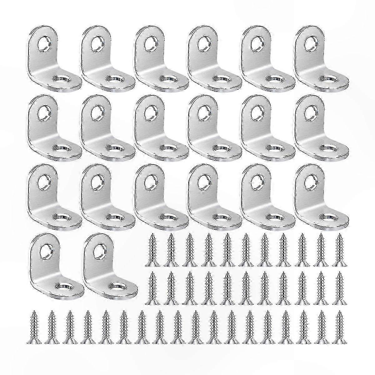 20 Pack Corner Braces - Right Angle L-Shaped Brackets for Mounting and Support Projects