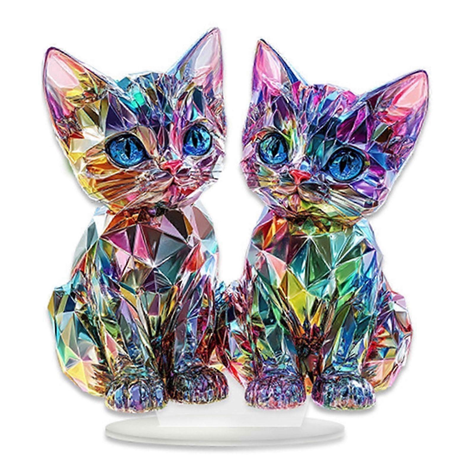 Charming Acrylic Standing Cat Desktop Sign
