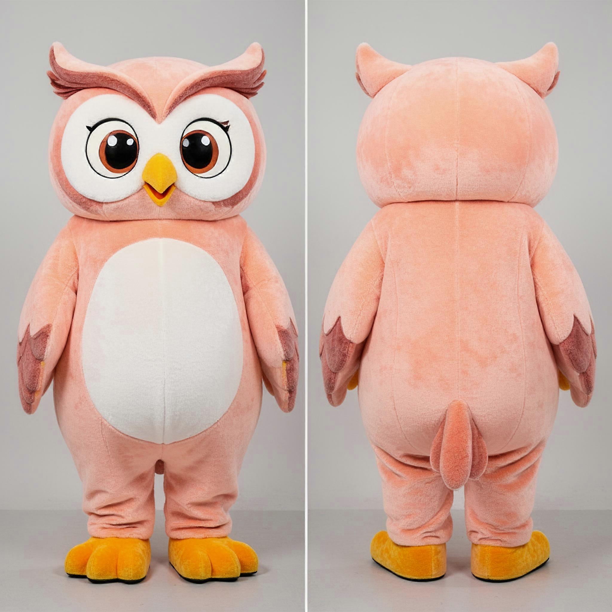 MASTICOT Peach Soft Feathered Owl Mascot