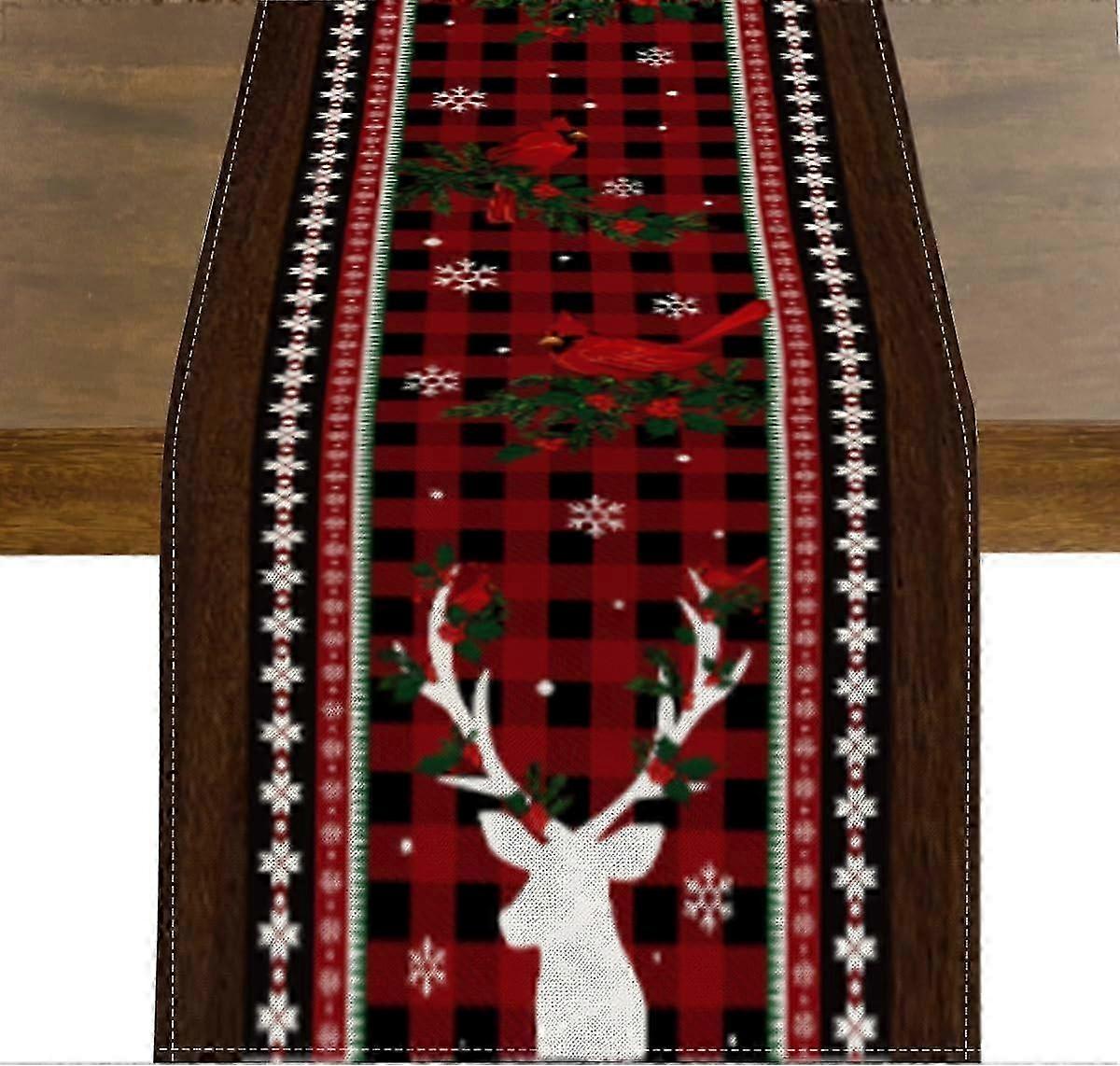 Red Black Buffalo Check Elk Table Runner