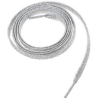 Flat Glitter Shoe Laces Colored Shoelaces for Shoes 2Pairs Silver Pair
