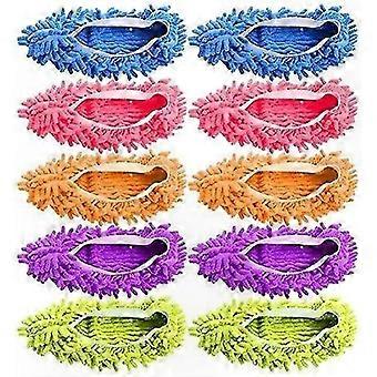 Floor Cleaning & Dust Mopping Microfiber Mop Slippers, 5 Pairs Shoe Covers for Dry Sweeping & Hair Pickup