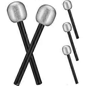5pcs Realistic Fake Microphone Props for Party Pretend Play Silver Simulation Microphones Models for Costume Birthday Cosplay and Festive Gatherings