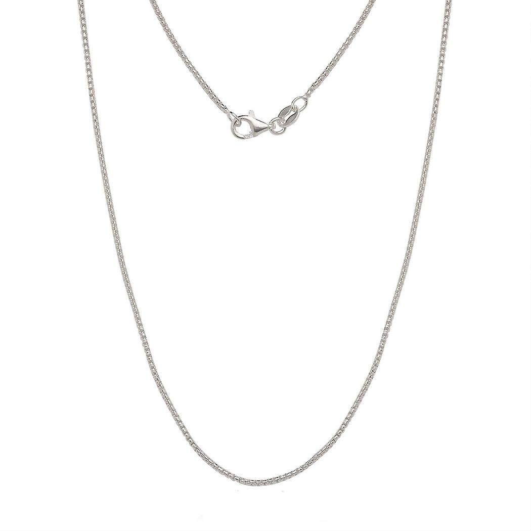 Colar de Corrente de Caixa Meia Redonda de Prata Esterlina 925 Italiana 1.25mm (16 Polegadas 30 Polegadas) para Mulheres e Homens