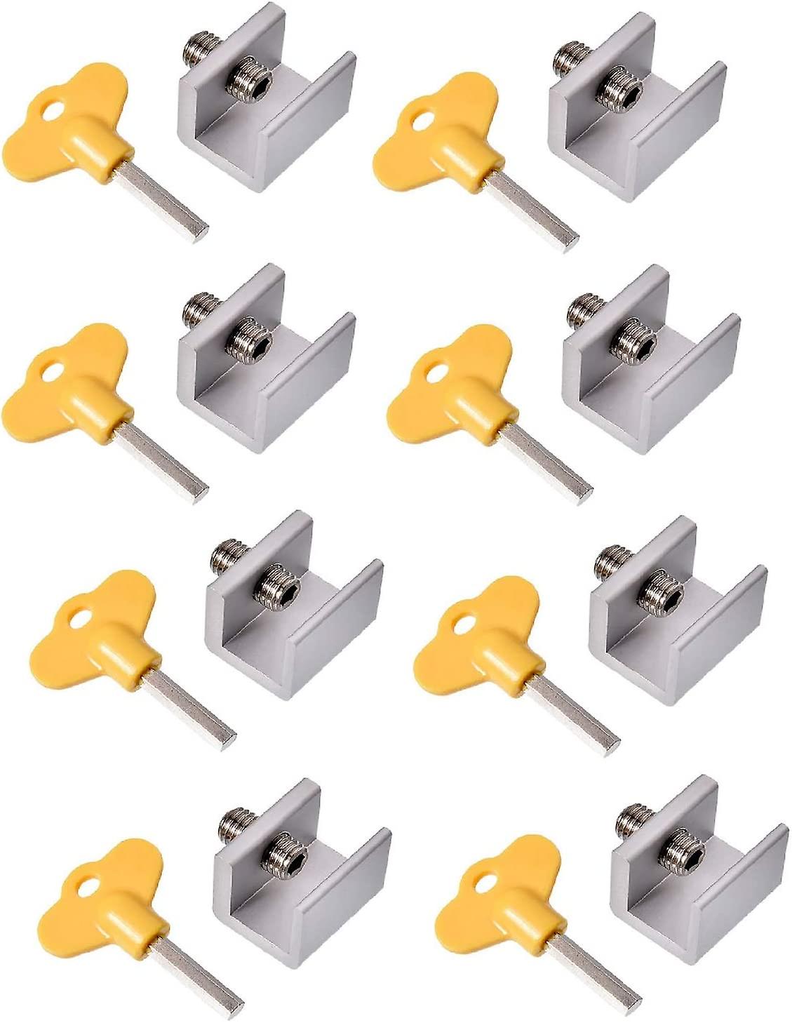 Window Locks, 8 Pack Aluminum Sliding Window Locks, Adjustable Frame Security Lock For Sliding Door With Keys(b