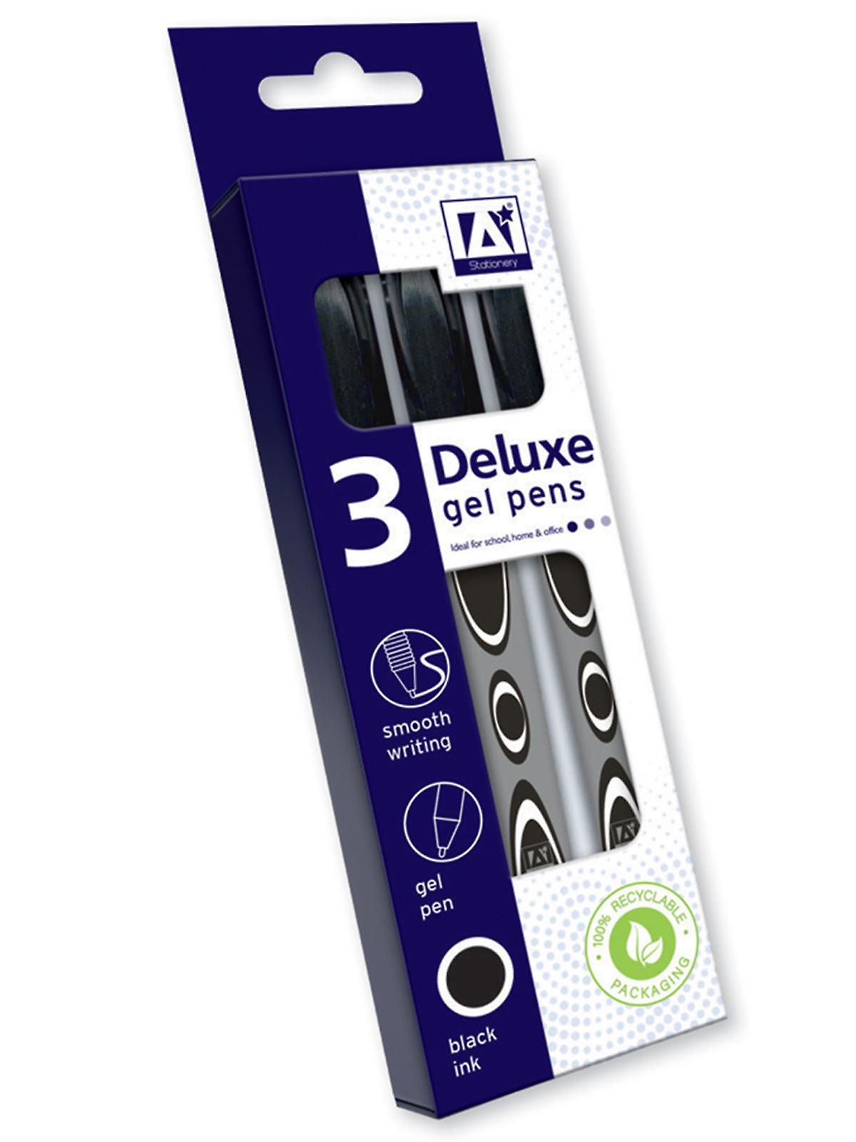 3 Deluxe Smooth Writing Gel Pens Black