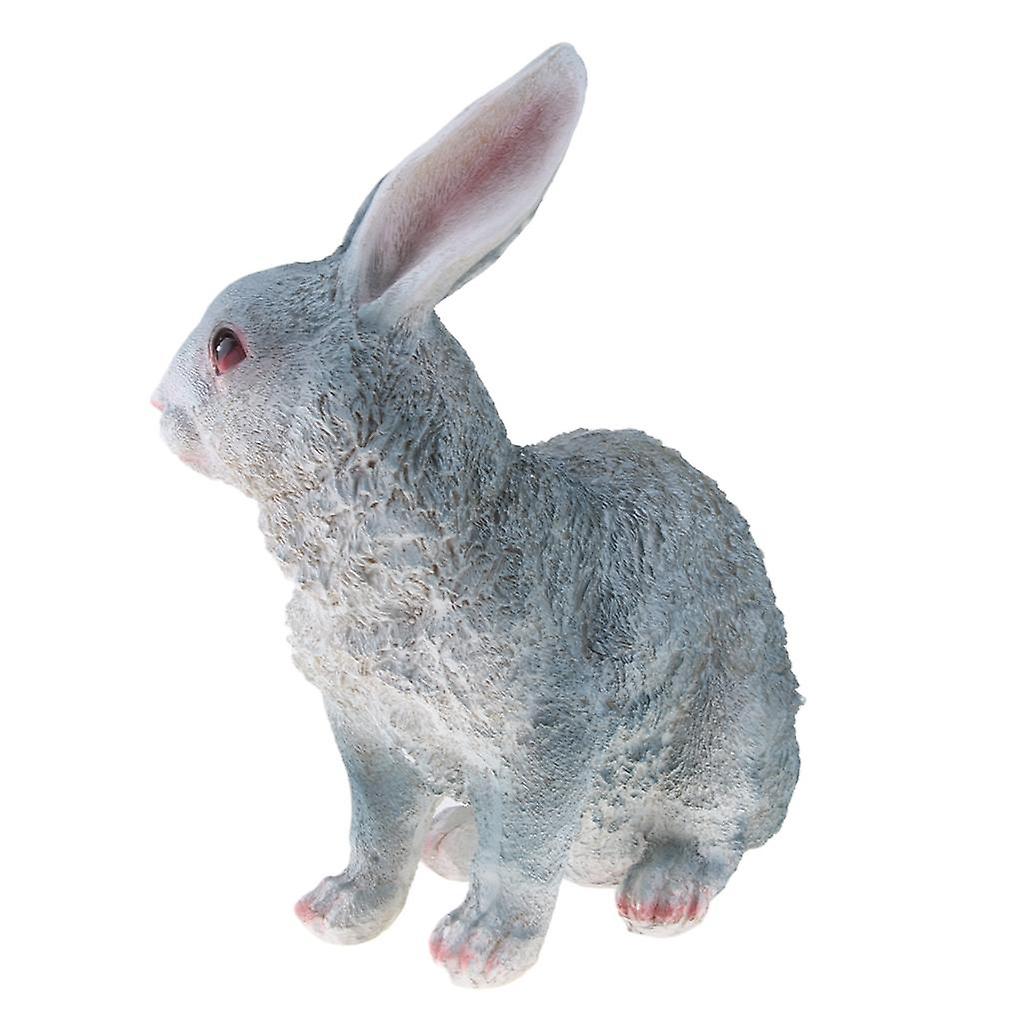 Realistic Artificial Resin Animals Rabbit Bunny Statue  Shag Gray