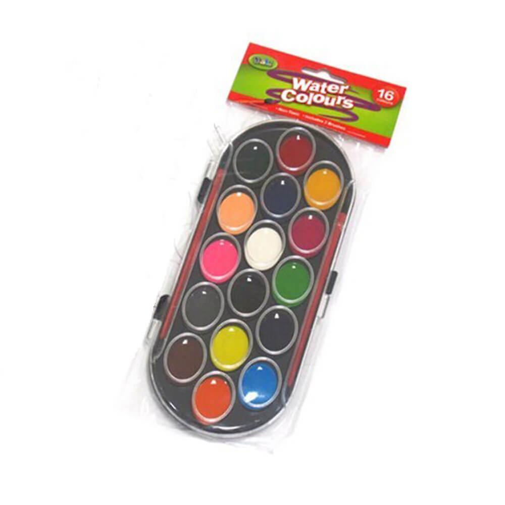 Dats Paint Set with 2 Brush 16 Colours Semi Moist Non Toxic Ages 5 and Up