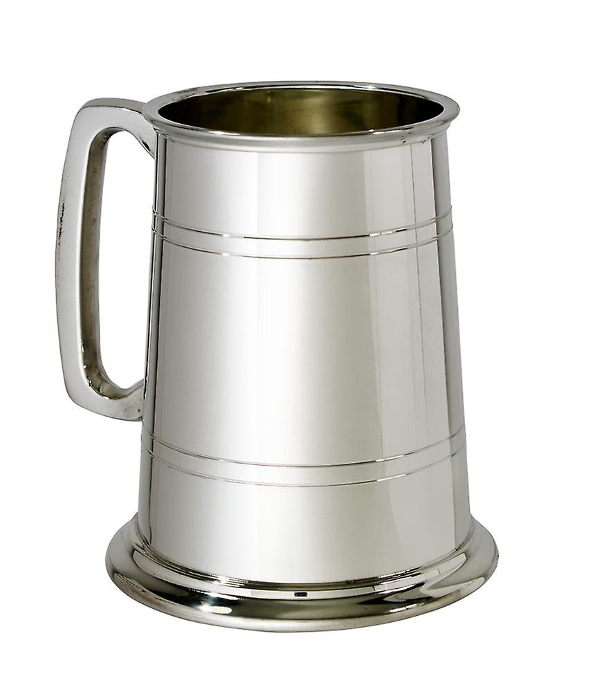 Double Lined Glass Base 1 Pint Pewter Tankard