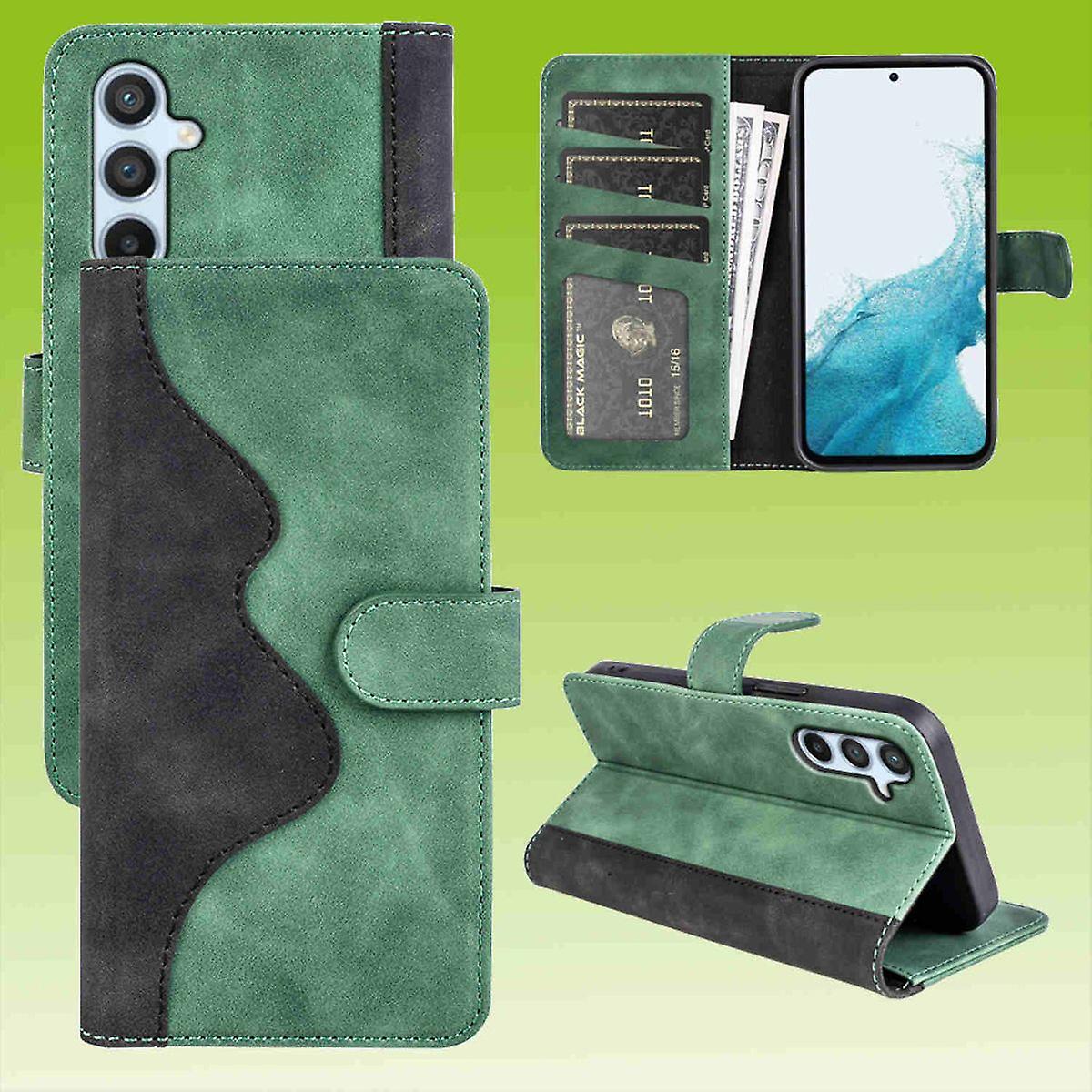 适用于三星 Galaxy A54 5G 设计手机壳钱包优质绿色保护壳保护壳保护套新配件
